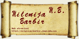 Milenija Barbir vizit kartica